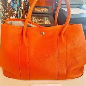 Hermes Bright Orange Leather Tote